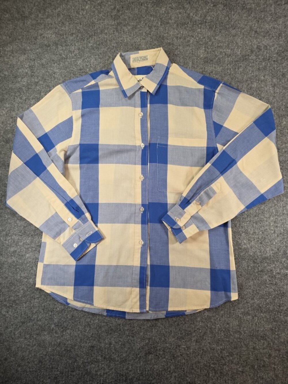 Vintage Diane Von Furstenberg Button Down Shirt Check Womens Size 10 Blue Cream